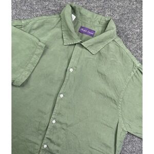 Polo Ralph Lauren Purple Label M Garment Dyed Camp Shirt Green